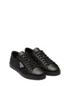Prada Triangle-logo Lace-up Sneakers In Black