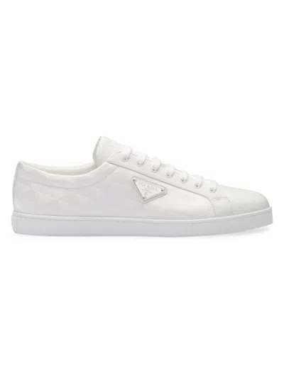 Prada Men's Leather And Re-nylon Sneakers In White