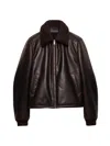 Prada Leather And Shearling Jacket In Black
