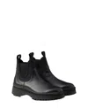Prada Men's Leather And Stretch Fabric Brixxen Boots