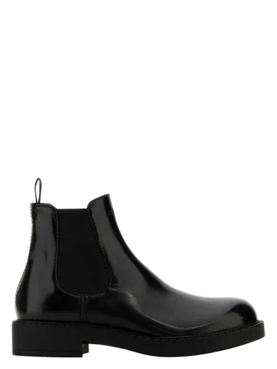 PRADA MEN'S LEATHER ANKLE BOOTS