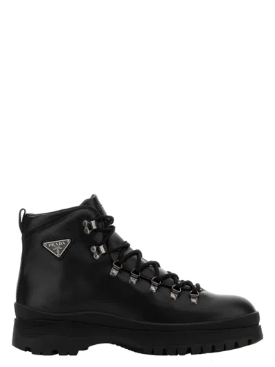 PRADA MEN'S LEATHER ANKLE BOOTS