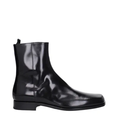 Prada Men's Leather Ankle Boots Black