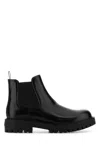 Prada Black Leather Ankle Boots In Black