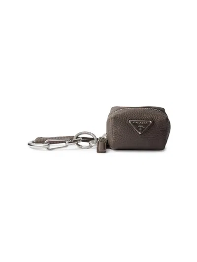 Prada Men's Leather Bag Charm In Orange
