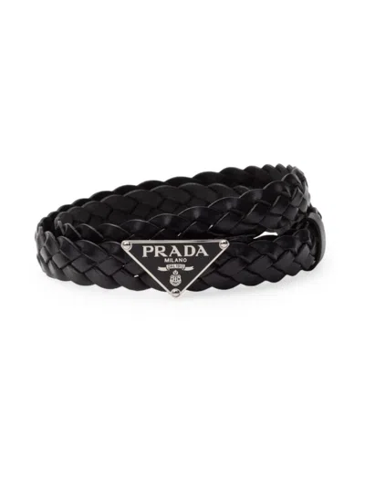 Prada Men's Leather Belt In Black