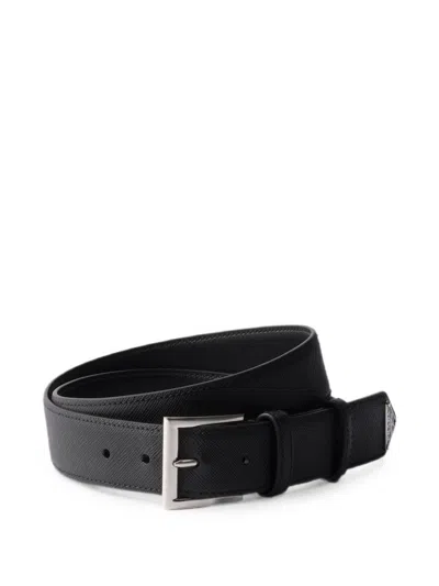 Prada Men's Leather Belt In Nero