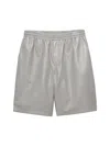 Prada Leather Bermudas In Silver