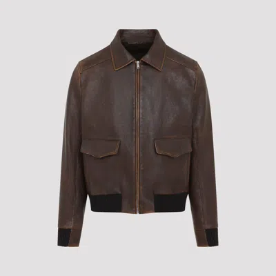 PRADA PRADA MEN'S LEATHER BOMBER JACKET, FW26