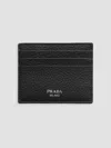 Prada Leather Card Holder In Black