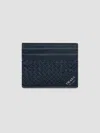 Prada Men's Leather Card Holder In Blue