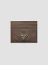 Prada Men's Leather Card Holder In Brown