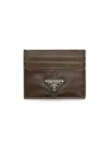Prada Men's Leather Card Holder In Green