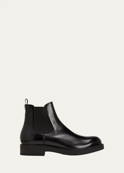 PRADA MEN'S LEATHER CHELSEA BOOTS