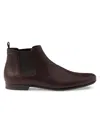 Prada Leather Ankle Boots Almond Toe Pull Tab In Brown