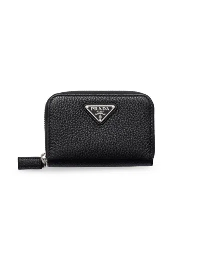 Prada Men's Leather Coin Purse In Black
