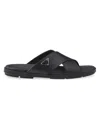 Prada Triangle Logo Criss-cross Sandals In Black