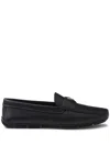 Prada Triangle-logo Leather Loafers In Black