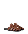 Prada Men's Leather Fisherman Mules In Brown