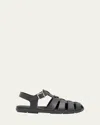 Prada Black Rubber Sandals With Tech Straps And Buckle Closure In Nero