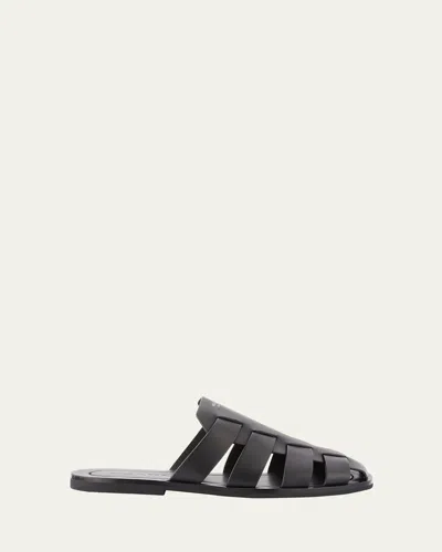 PRADA MEN'S LEATHER FISHERMAN SLIDE SANDALS