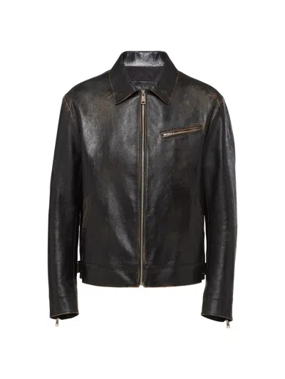 Prada Leather Jacket In Black