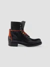 Prada Leather Laced Booties In Black