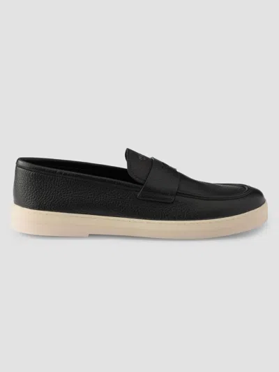 Prada Men's Leather Loafers In Black