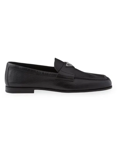 Prada Men's Leather Loafers In Black