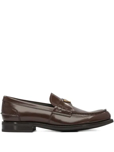 Prada Men Leather Loafers In Multi