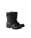 Prada Leather Mid-calf Boots In Black