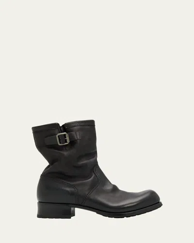 Prada Men's Leather Mid-calf Boots In Black