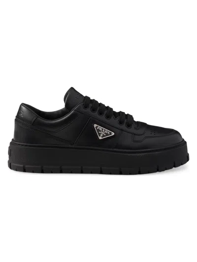 Prada Men's Leather Sneakers In Black