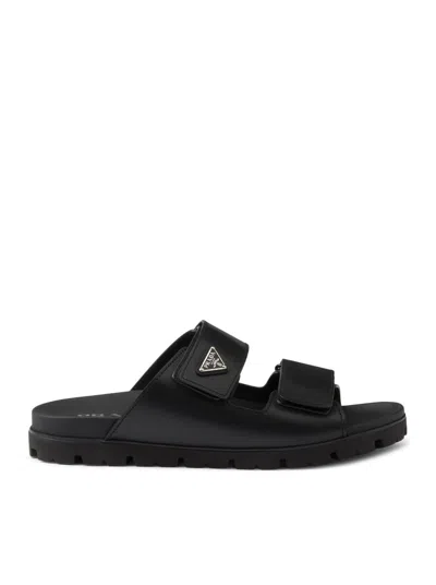 PRADA PRADA MEN LEATHER STRAP SANDALS