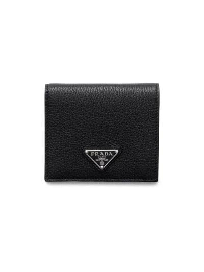 Prada Men's Leather Wallet In Black