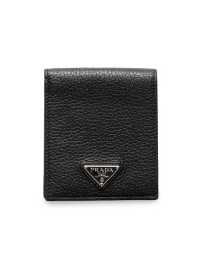 Prada Men's Leather Wallet In Black
