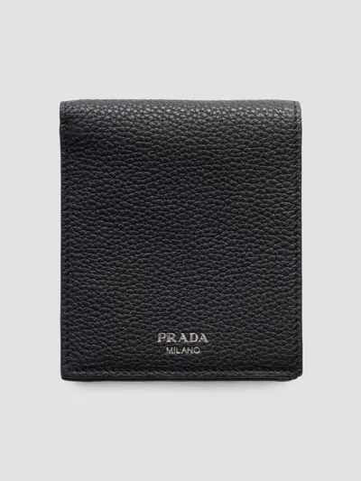 Prada Men's Leather Wallet In Black