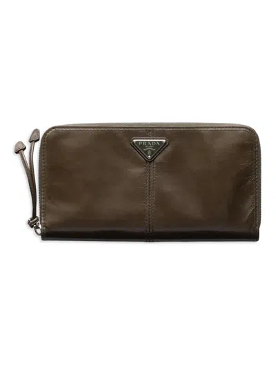 Prada Men's Leather Wallet In Brown