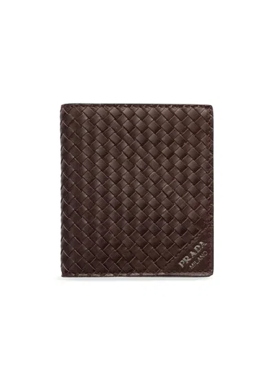 Prada Men's Leather Wallet In Brown