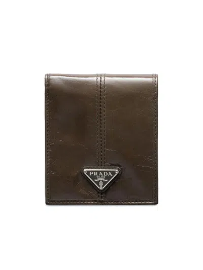 Prada Men's Leather Wallet With Coin Purse In Brown