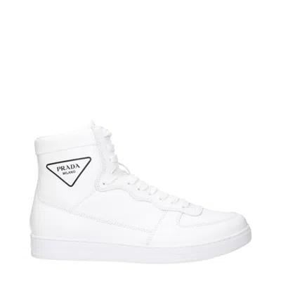 Prada Men's Leather White Sneakers