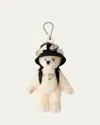 Prada Teddy Bag Charm With Metal Ring In Bianco