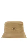 Prada Men Light Brown Solid Bucket Hat In Brown
