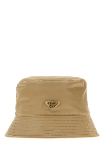 Prada Men Light Brown Solid Bucket Hat