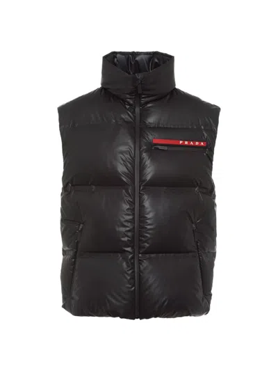 Prada Men's Light Re-nylon Down Vest In Black