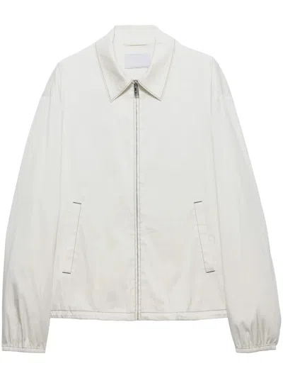 Prada Men's Lightweight Poplite/techline Track Jacket For Ss25 In White