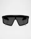 Prada Ps A03s 141mm Rectangular Sunglasses In Matte Black