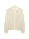 Prada Open-knit Collared Cardigan In Neutral