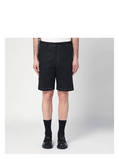 PRADA MEN'S LINEN BERMUDA SHORTS