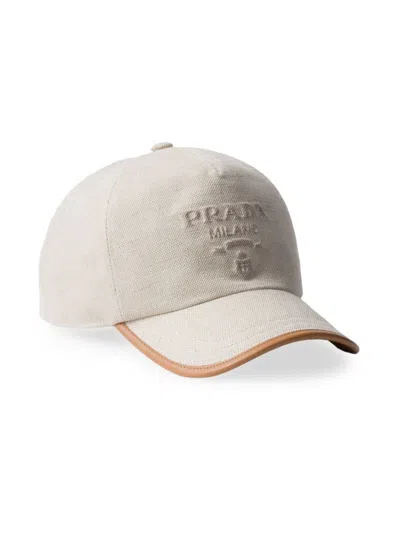 PRADA MEN'S LINEN BLEND BASEBALL CAP